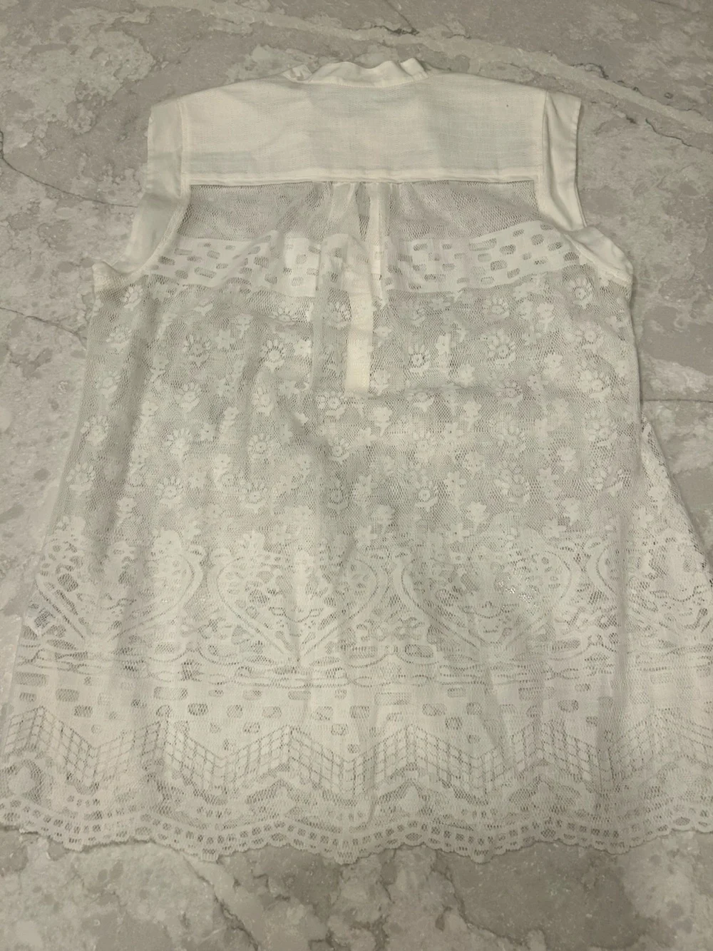CAbi White Sheer Mesh Button-Front Top - Picture 3 of 3